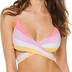 BECCA Radiant Colorblock Classic‎ Wrap Bikini Top Multicolor S